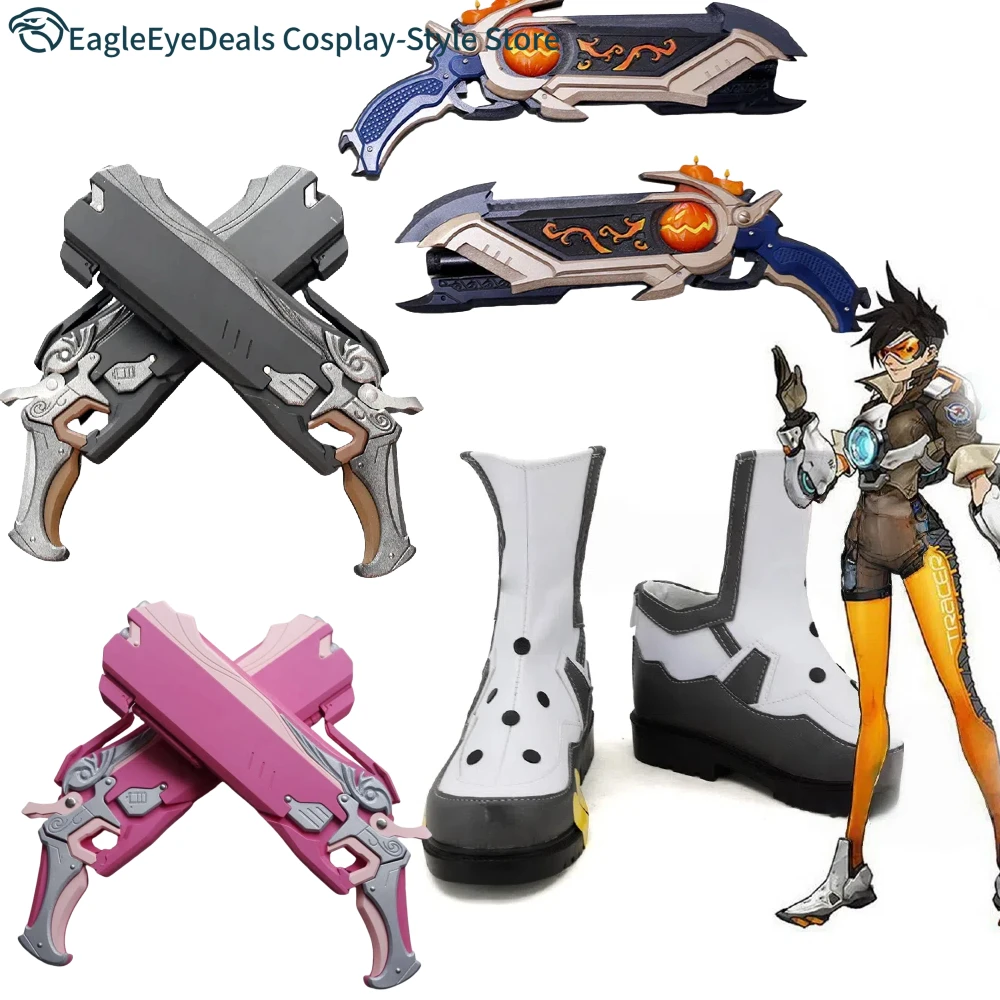 

Anime-Overwatch Lena Oxton Cosplay Tracer Goggles Role Cos Costume Game Gun Set: Accessories For For Women Men