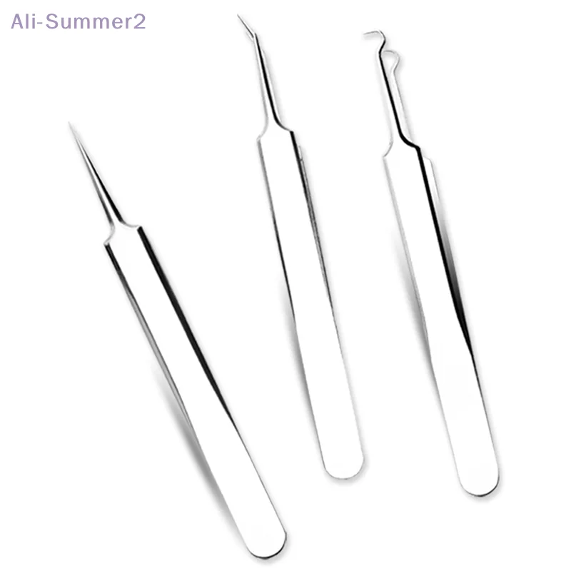 Pointed/Bend Clip Stainless Steel Tweezer Blackhead Pimples Removal Comedone Extractor Acne Needle Protector Face Care Tools