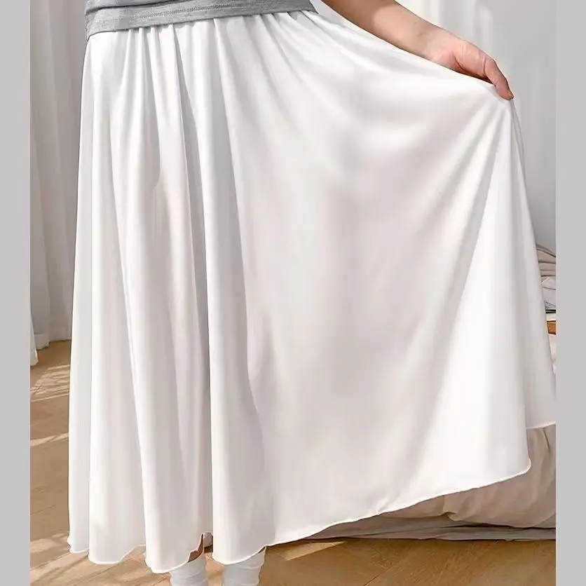 Chinese Vintage Innerwear Skirt For Women Hanfu Lining Cotton A-Line Underskirt Skirt Solid Color White Black Cosplay Costume