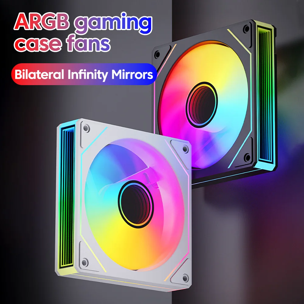 120mm 5V ARGB Infinity Mirror Low Noise Synchronous RGB Gaming PC Chassis Cooling Case Fan for Silent Computex
