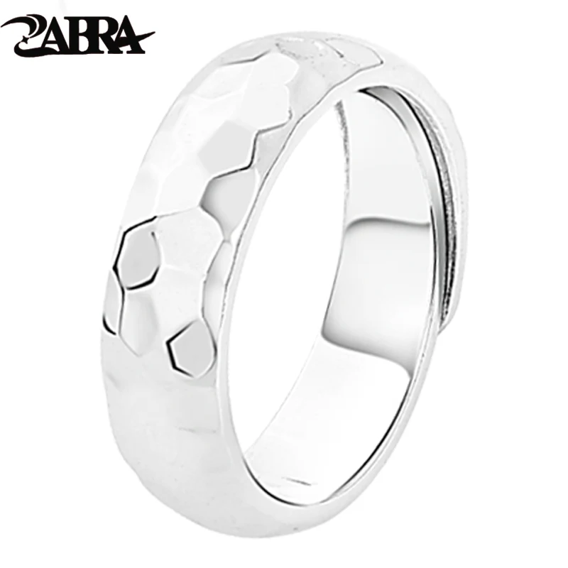 ZABRA 999 Sterling Silver Hammer Pattern Plain Ring for Men and Women Single Ring Gift for The Year of The Loong