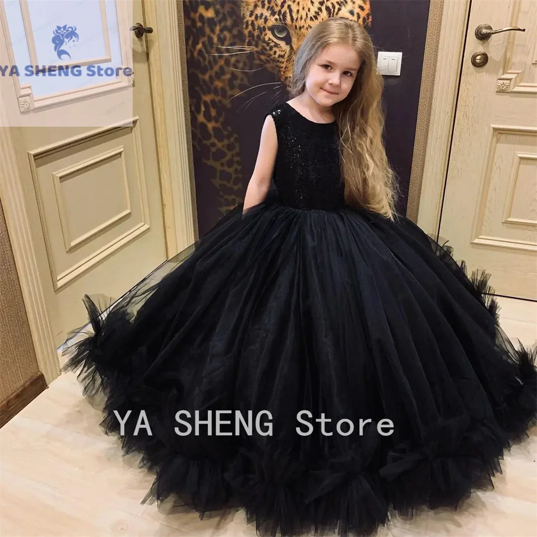 

Girls Princess Pageant Dress Kids Backless Wedding Flower Girl Dresses for Toddlers Sequin Tulle Birthday Party Gown