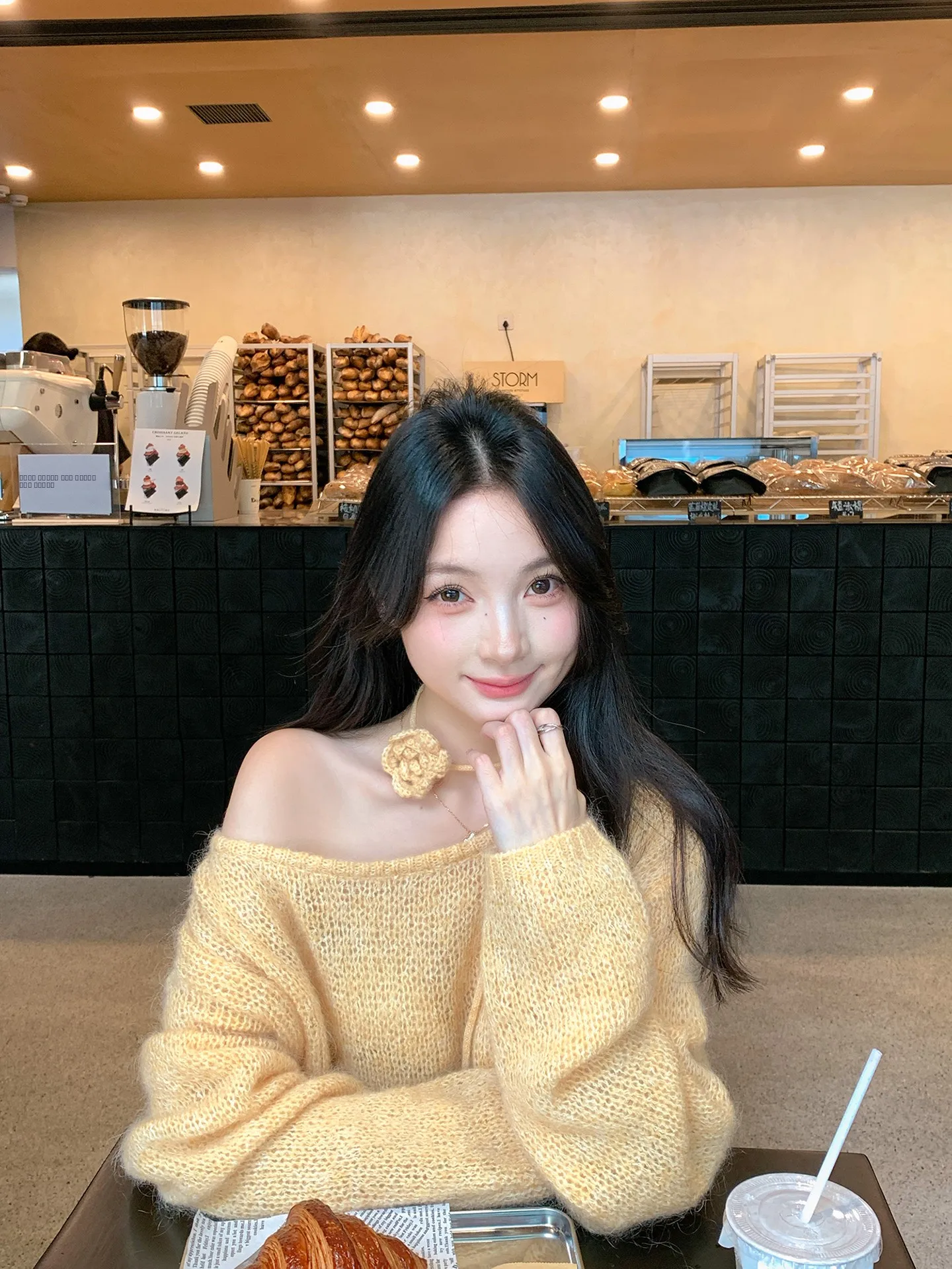 

Желтый свитер-болеро свободного кроя для женщин, осенне-зимний, новый, вязаный, в стиле «ленивый шик», однотонный, милый и элегантный