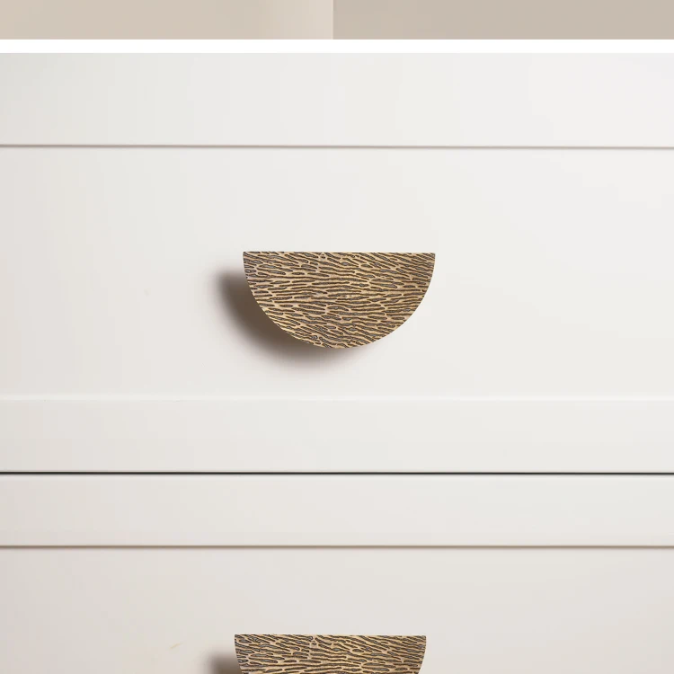 Dooroom Möbelgriffe aus massivem Messing, Retro-Textur-Design, halbrunde Schrank- und Schubladenknöpfe, Möbel- und Kleiderschrankgriff – Detail 9