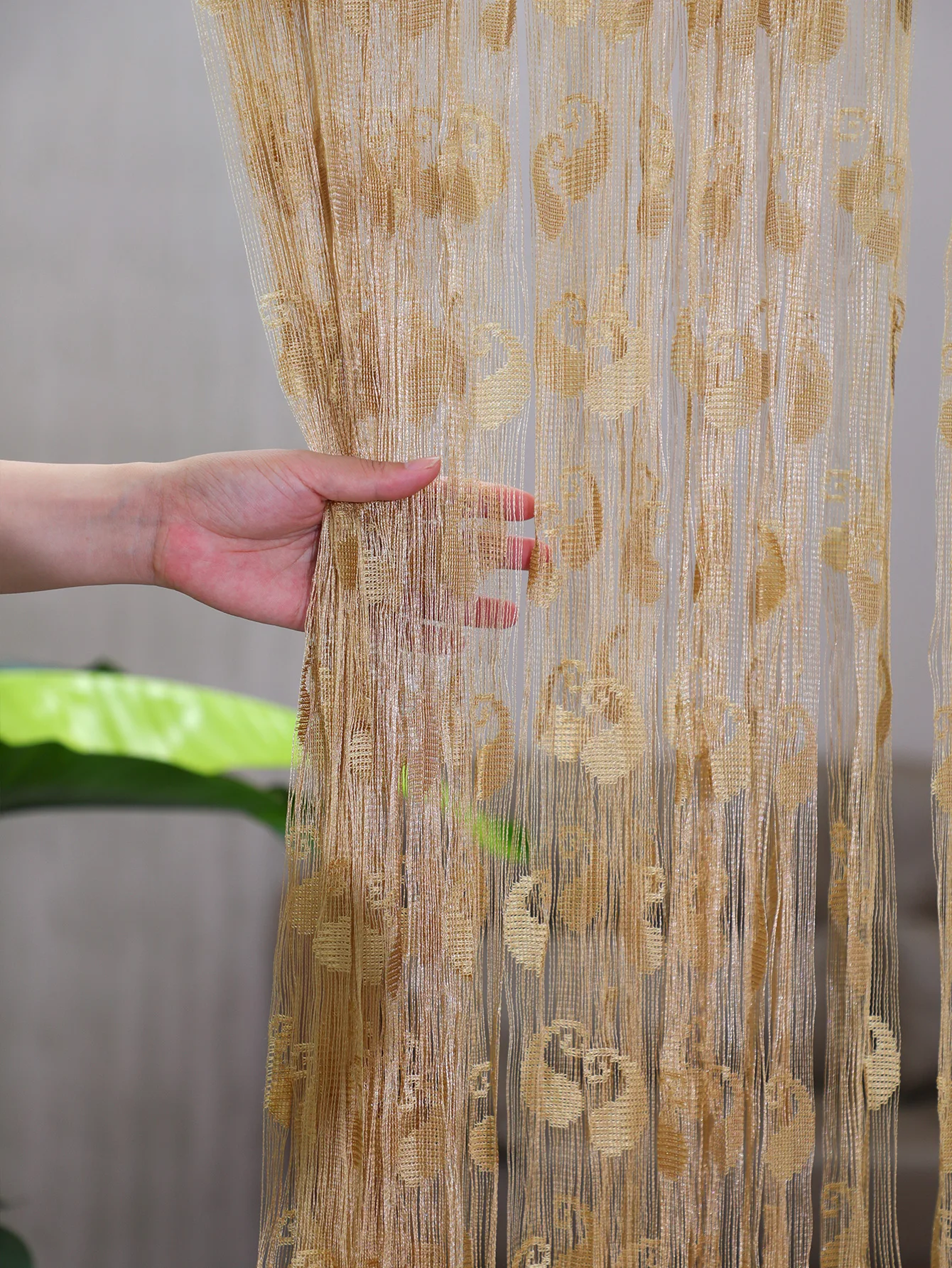 Korean ear ring line curtain tassel door curtain decorative curtain light transmittance curtain 1PC