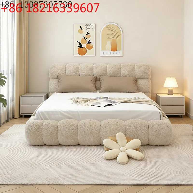 YAO Fabric bed Modern minimalist master bedroom double bed Wedding bed Italian minimalist soft bag puff bed