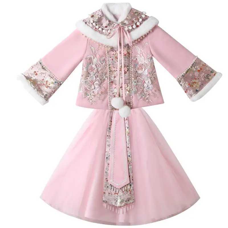 아동복 가을 겨울 신상 한복 여아 드레스 고대 의상 따뜻한 설날 의상 유아동 당나라 의상 무대 의상