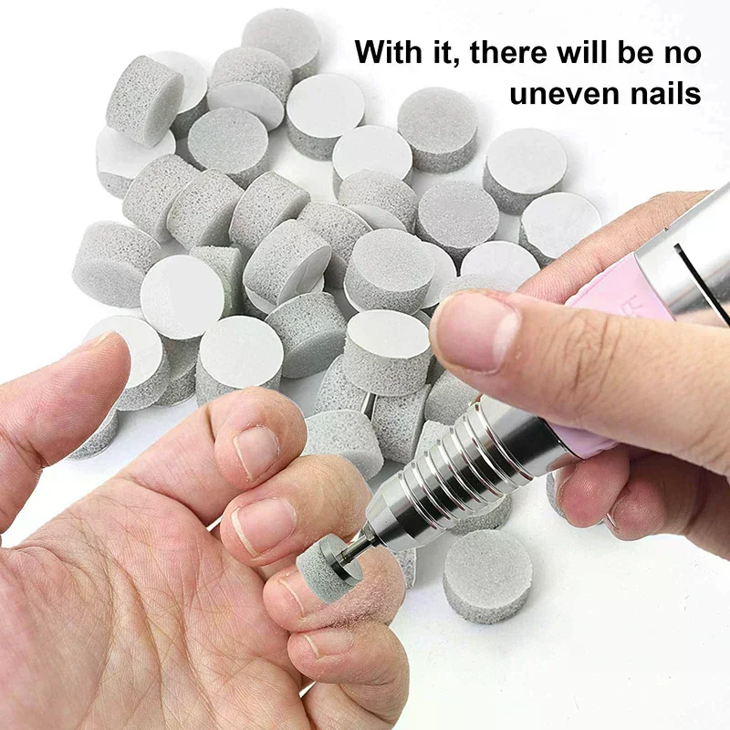 10 Mm Self-Adhesive Replaceable Sponge Buffing Pads Stainless Steel Disk For Pedicure Polish Accessories 50pcs