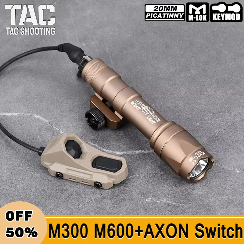 

Tactical Surefir M300 Flashlight SF M600 Weapon Light AXON Switch Fit 20mm Picatinny MLOK KEYMOD Rail Airsoft Hunting Gun Lamp