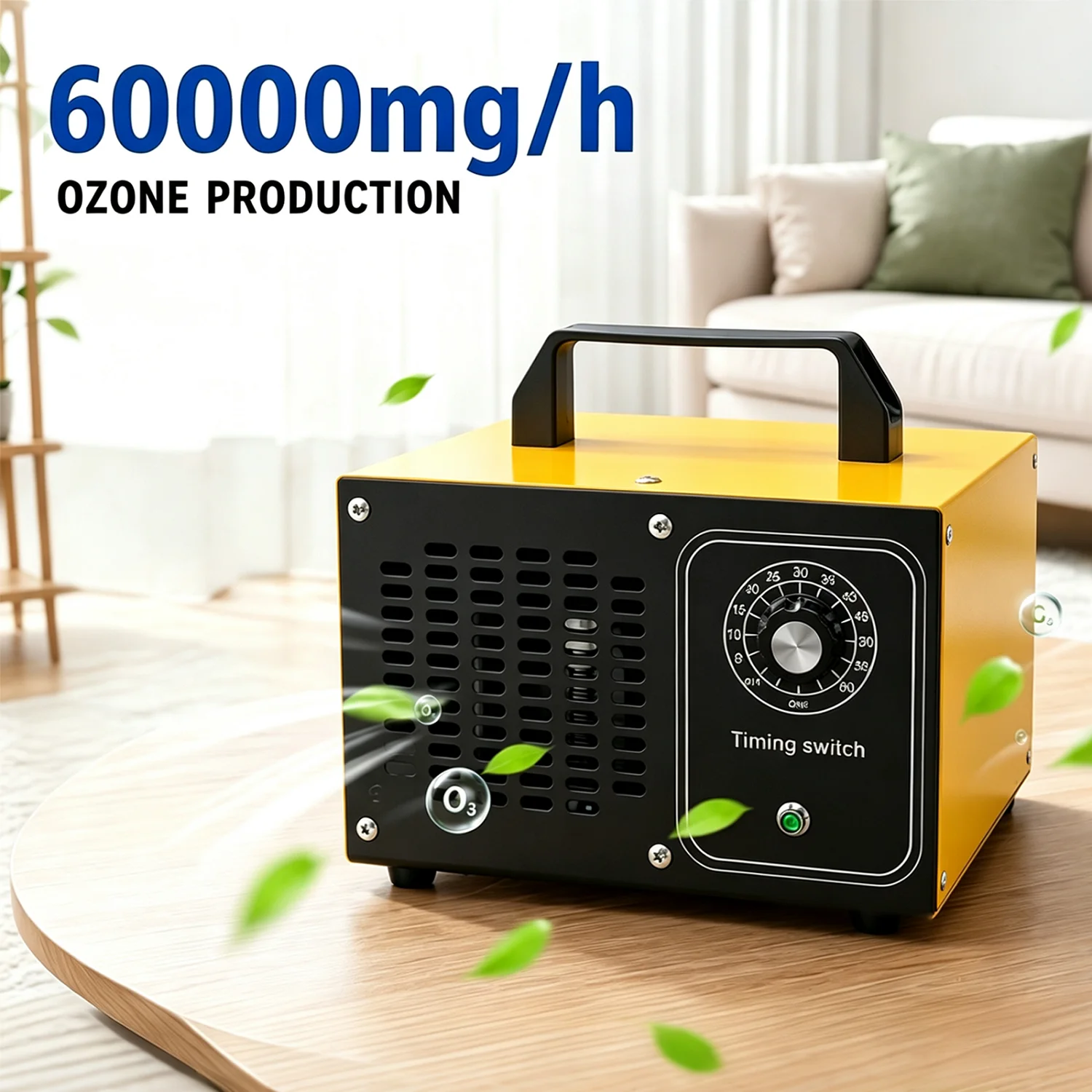 Image of 60000mg/h Ozongenerator, Luftreiniger Geruchsbeseitiger mit Timer, Edelstahl-Ozonmaschine für Zuhause, Auto, Rauch, Haustiere, Schimmel, Keller