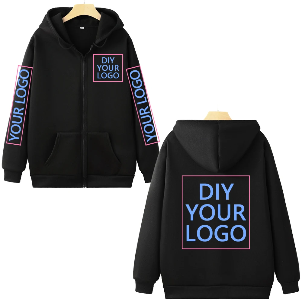 

DIY CUSTOMIZE Printed Zipper Sweatshirt Streetwear Fashion Custom Logo Picture Print Hoodie Vintage Casual Couple Zipp-up Hoody