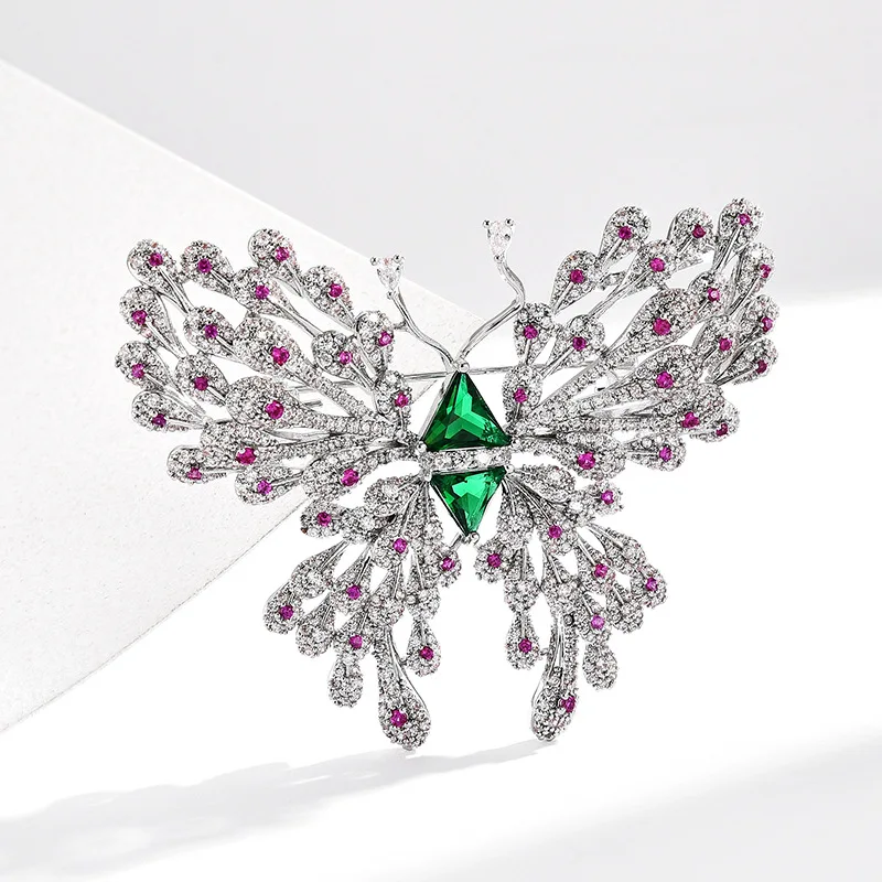 Retro Luxury Micro-inlaid Zircon Color Butterfly Brooches for Women Exquisite Design Corsage Banquet Clothing Accessories Pins