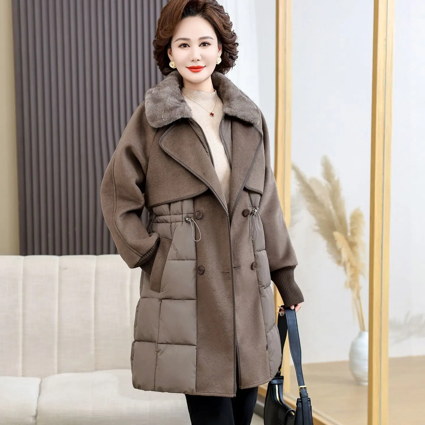 

Winter Women's Down Cotton Jacket Oversized Commuting Warm Vacation Two-piece Cotton Jacket