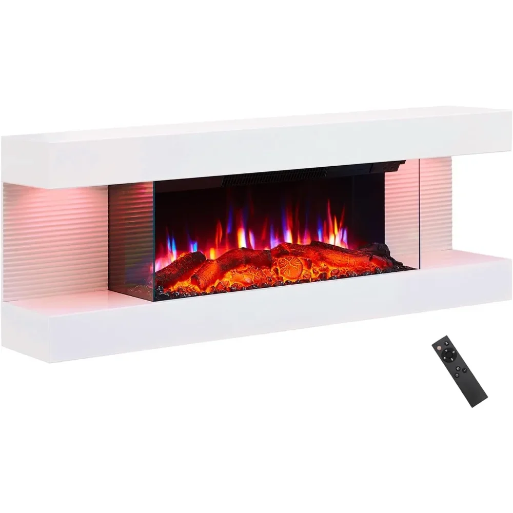 

Alsa 44 Inch Wall Mounted Electric Fireplace All-in-One with Multi Ambient Light Colors, Remote, 1500W Heater