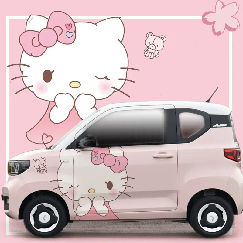 

Кавайная оригинальная автомобильная пленка Sanrio, автомобильная наклейка, мультяшное покрытие для автомобиля Hellokitty, наклейка для украшения кузова, милые аксессуары, подарок