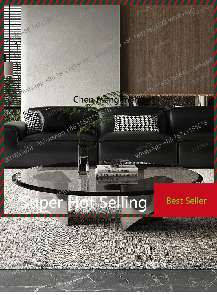 

ZZround Suspension Coffee Table Tempered Glass Panel Italian Light Luxury Small Apartment Designer Model