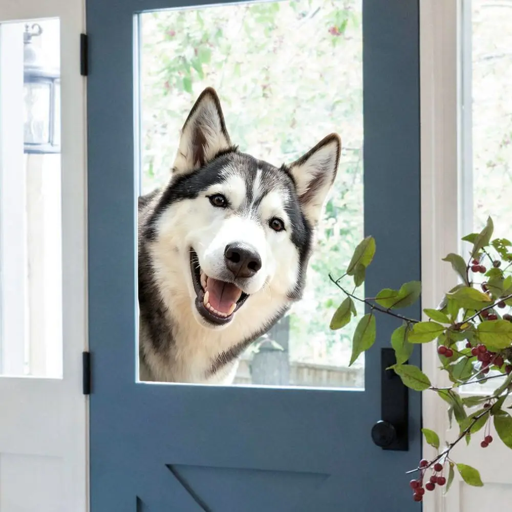 Creative Husky Static Window Sticker Removable PVC Glass Cling Modern Minimalist Art Decor For Home Door Window