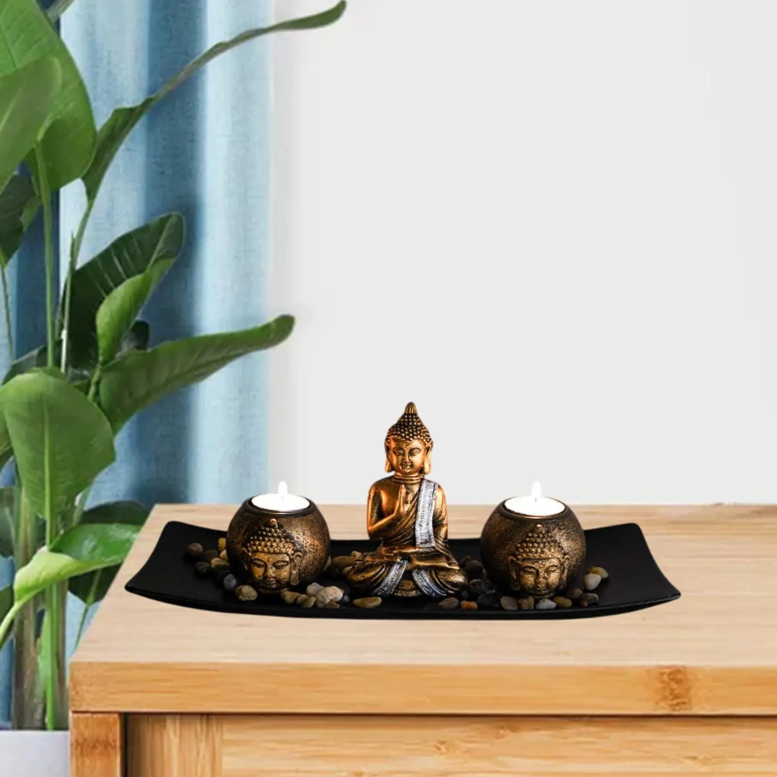 Buda Süs Mum Standı Reçine Dekoratif El Sanatları Çok Amaçlı Taşınabilir Buda Tütsü Standı Şamdanlar Ofis Yatak Odası için