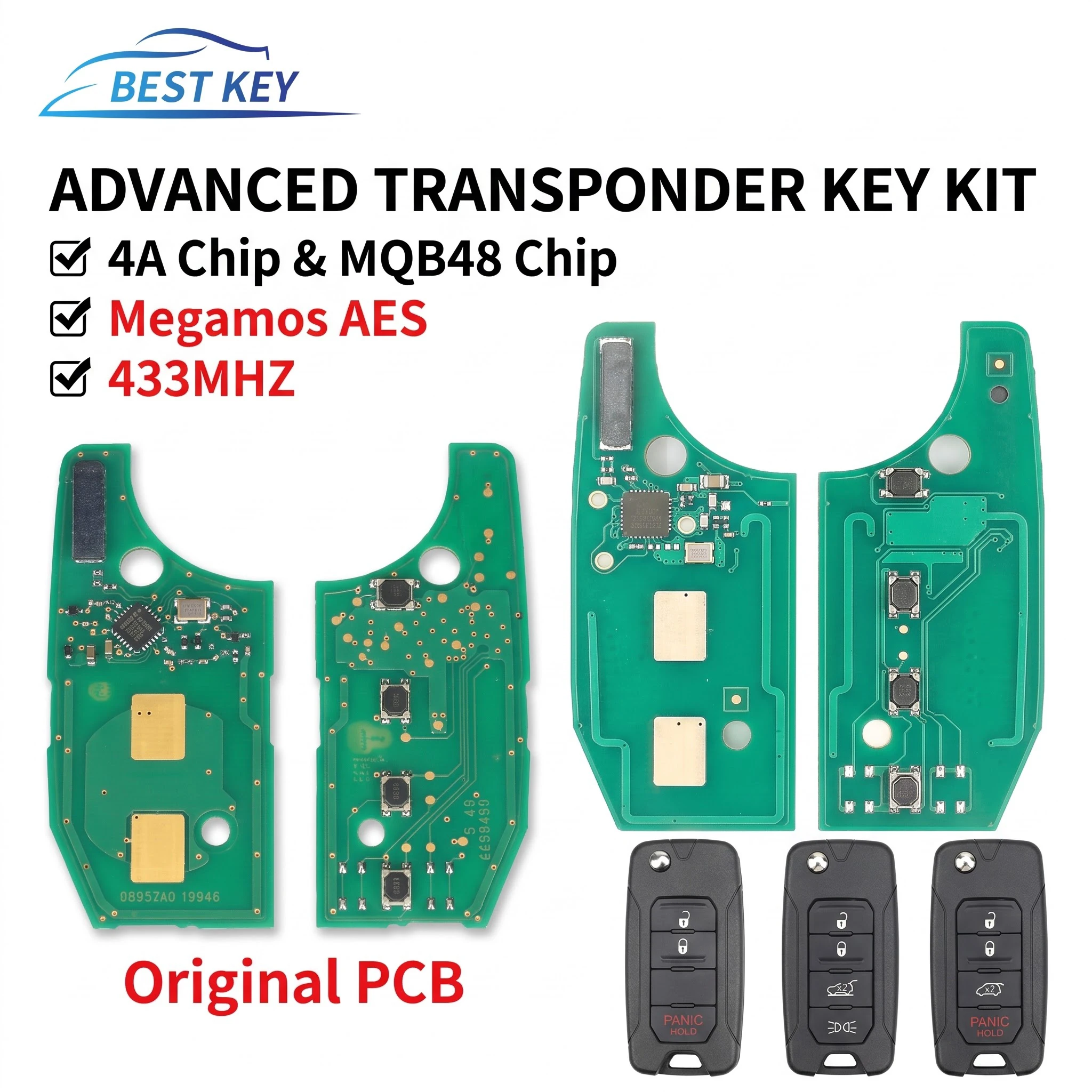 BK  Folding Remote Car Key 4A MQB48 Chip 433MHz For Jeep Renegade 2016 2017 2018 FCCID:2ADFTFI5AM433TX P/N:FI5-AM433TX Flip Key