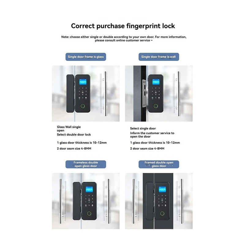 Tuya Smart-Lock For Glass Door Wooden Door Bluetooth Tuya Biometric Fingerprint Lock Electronic Door Digital Lock