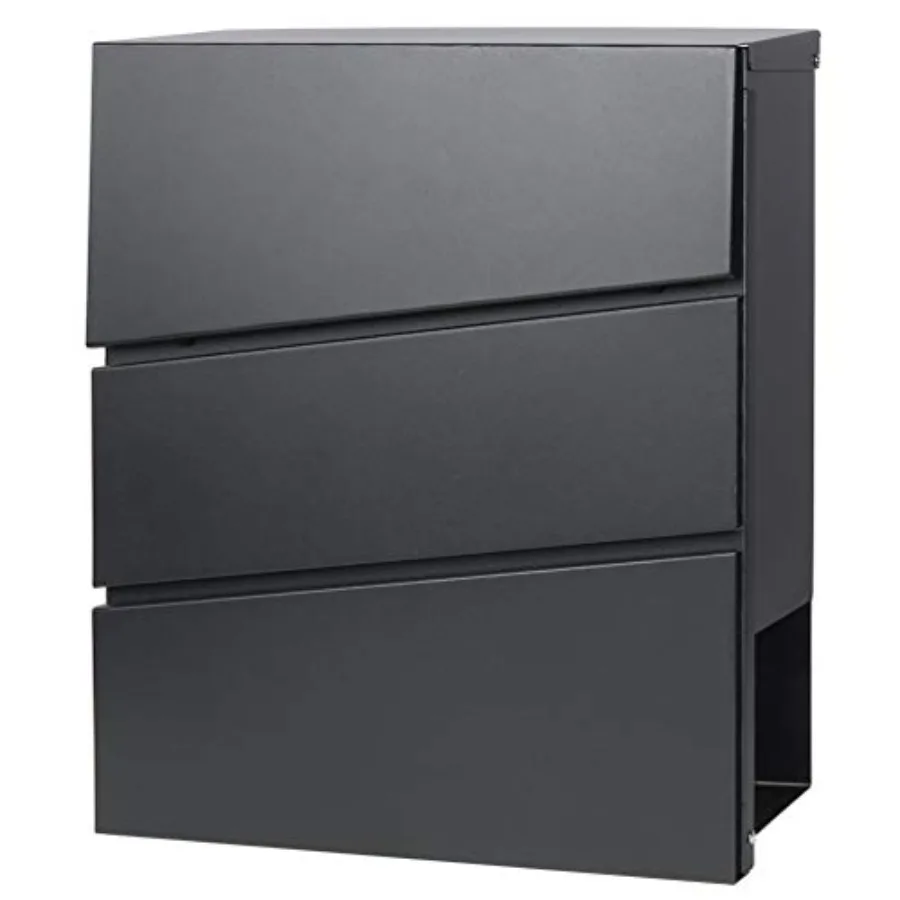 Lockable Mailboxes with Keys, Outdoor Wall Mounted Mail Box with Large Capacity, 14 3/10" x 4 1/10" x 13", Black