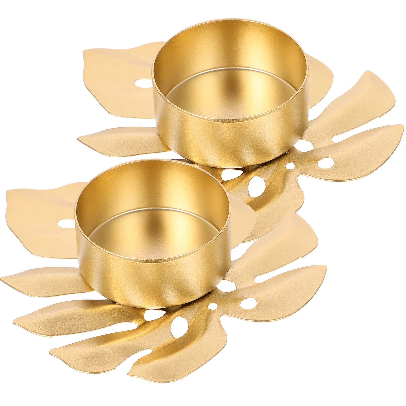 2Pcs Metal Holder Elegant Turtle Back Leaf Desktop Stand Decorative Tealight Candlestick Holders