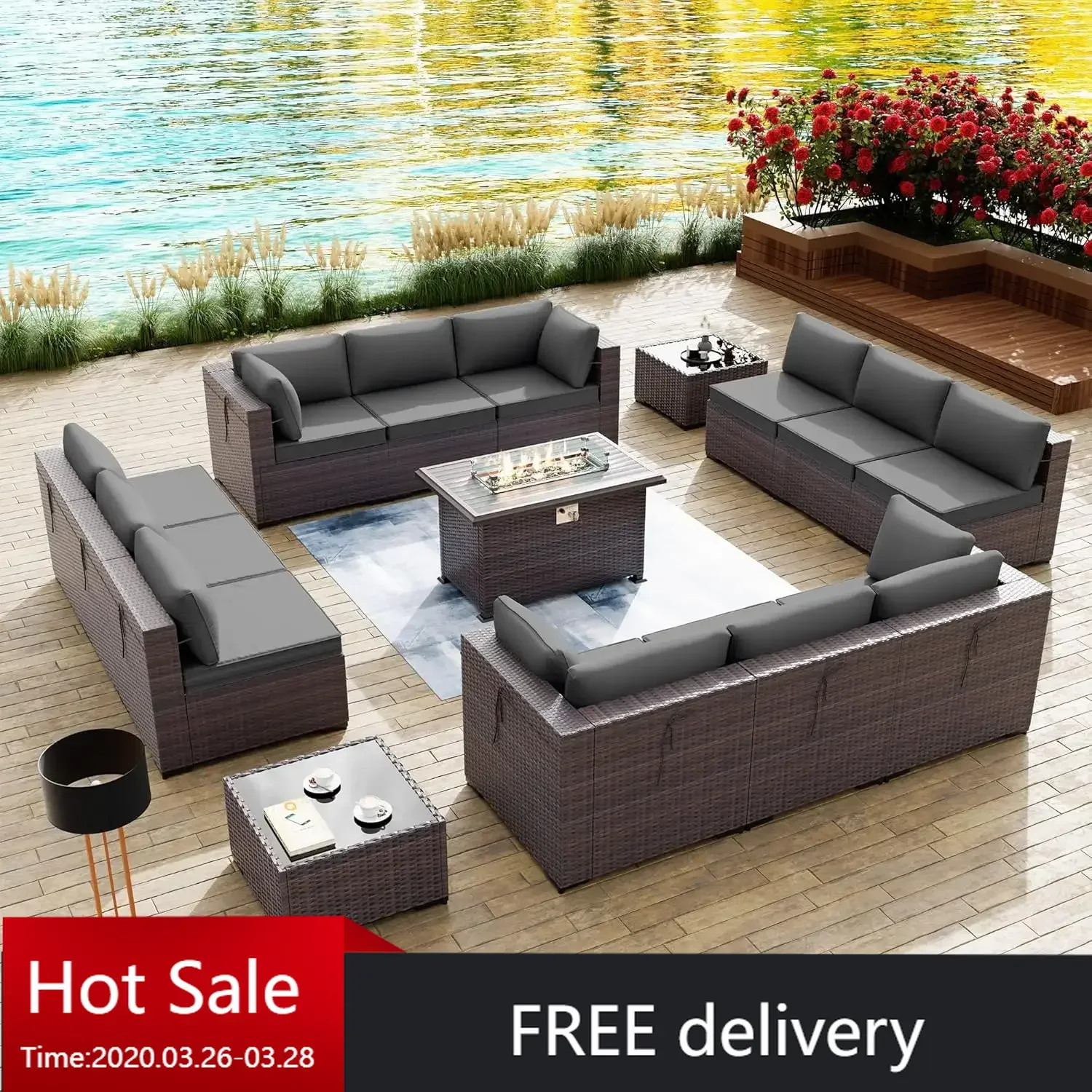 15PCS Outdoor Patio Furniture Set w/ 43