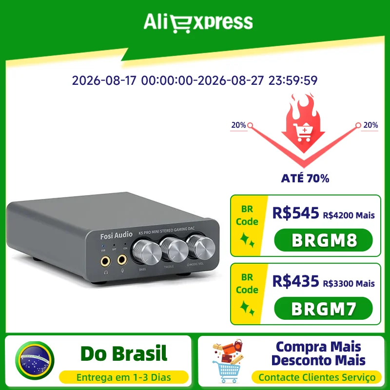 Fosi Audio K5 PRO USB Game DAC, microfone, amplificador de fone de ouvido, mini áudio, alto-falante ativo alimentado por desktop PS5