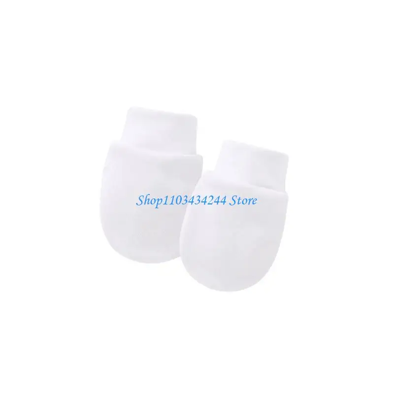 1 Pair Newborn for Protection Face Scratch Hands Gloves Solid Color No Scratch Mitts Baby Anti Scratching Soft Cotton Gl