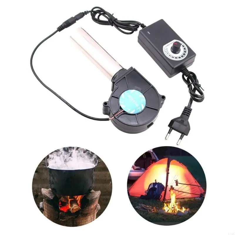 100-240V Speed Regulating Blower 12V Grill Stove Outdoor Mobile Portable with Small Air Collecting Duct Blower Y4QC