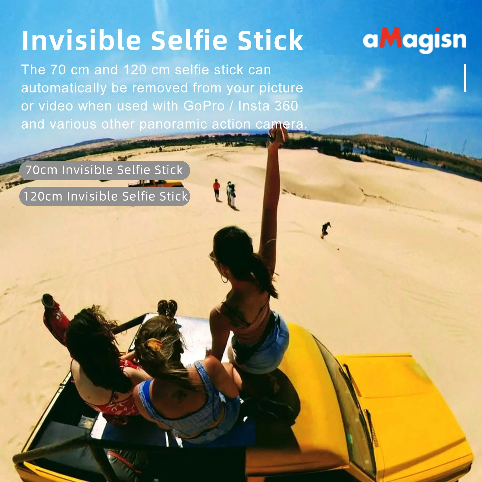 aMagisn 70cm Invisible Selfie Stick Straight Pull For Insta360 Panoramic For GoPro Action Camera For DJI Accessories