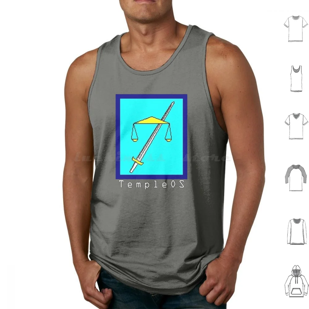 Templeos Text Logo Tank Tops Vest Sleeveless Temple Os Terry A Davis Templeos Operating System Linux Unix Programmer