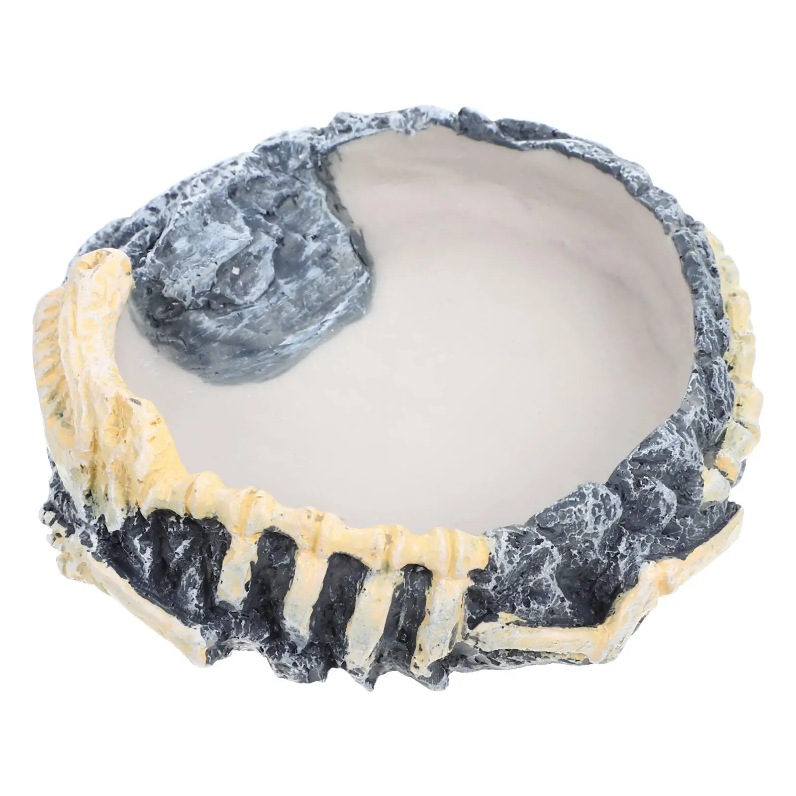 

Turtle Feeder Reptile Accessory Wear-resistant Resin Water Dish Food Bowl Decorative Rock Pan Safe Multi-function