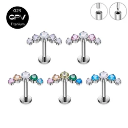 ASTM G23 Titanium Internal Thread Ear Cartilage Nail Insertion Lip Nail Perforated Jewelry Ear Nail Women's Nose Nail