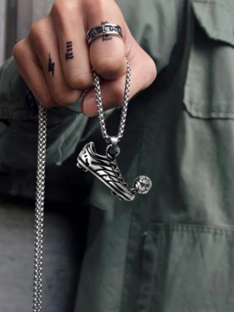 European and American fashion personality versatile sports shoes, football necklace, men's trendy street hip-hop