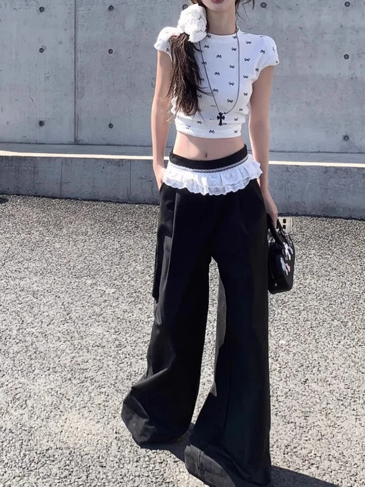 

Женские свободные широкие брюки с высокой талией, универсальные удобные повседневные длинные брюки в американском стиле в стиле ретро