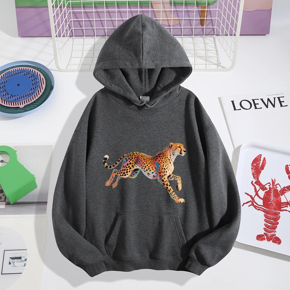 Thickened Fleece Hooded Sweatshirt Pullover Outer Wear Printed Autumn Winter Warm Sweatshirt Women's Men's Oversize Clothes