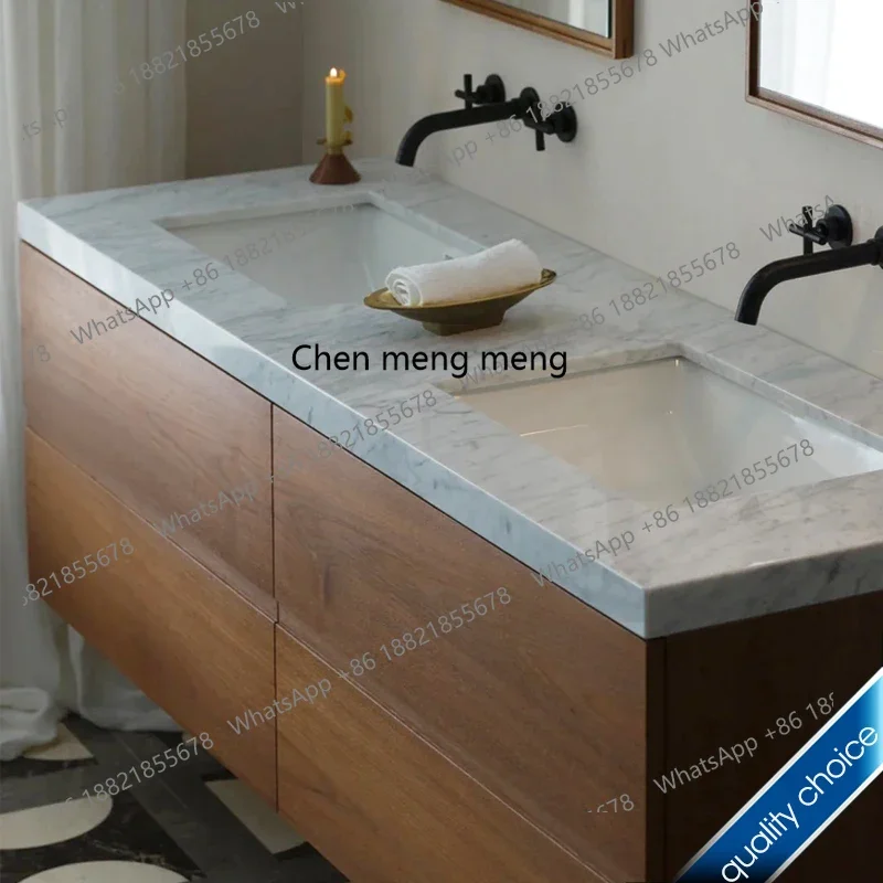 YL High-end bathroom cabinet combination cherry wood retro marble under-counter basin washbasin cabinet