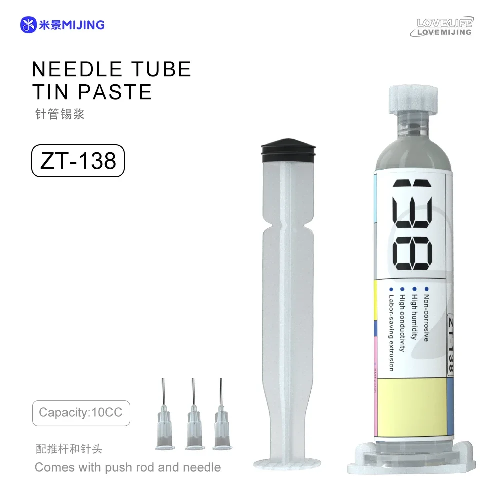 MIJING ZT-138/150/183/199/217℃ Solder Paste Syringe Flux for Soldering SMD BGA IC PCB Needle Tube Tin Solder Paste Welding Paste