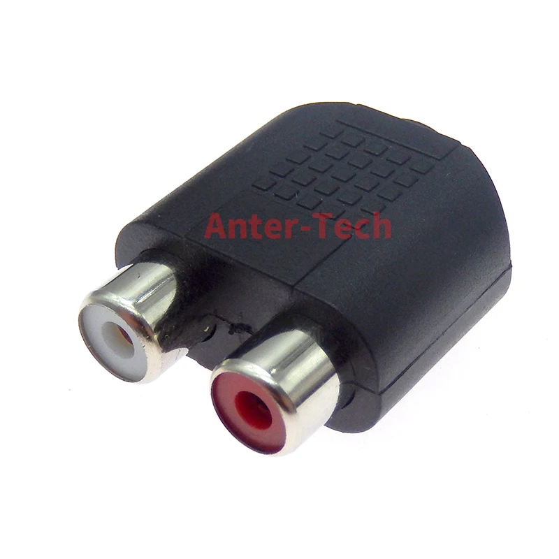 1PCS 3.5mm Jack To 2 RCA Female to Female Audio Jack Connector Adapter