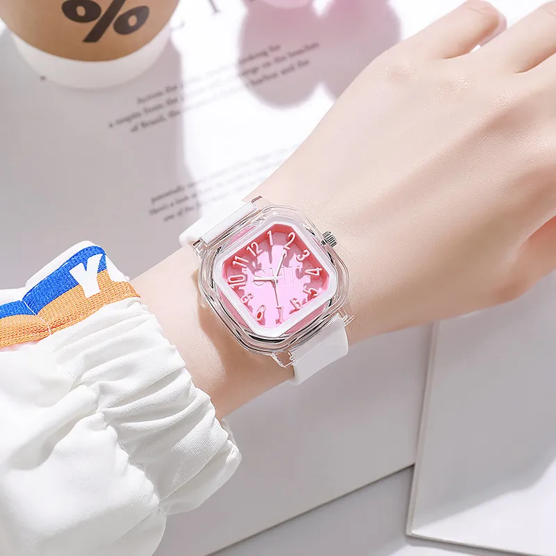 Modny zegarek kwarcowy w cukierkowym kolorze na co dzień sportowy analogowy silikonowy zegarek na rękę dla kobiet dziewcząt