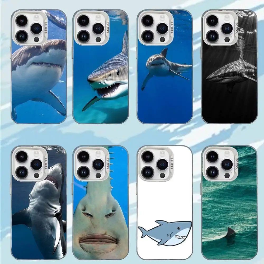 

Shark Selachomorpha Phone Case For iPhone 17,16,15,14,13,12,11,Mini,Pro,E,MAX White Matte Shockproof Cover