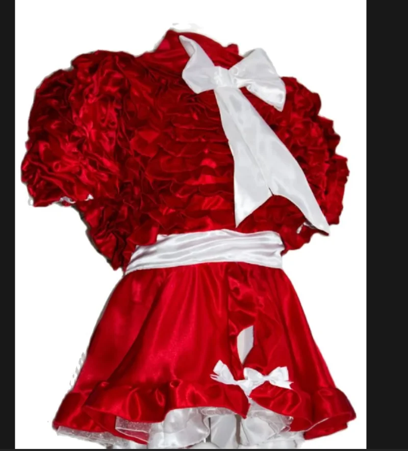 

Gothic New Style Hot Selling French Sexy Sissy Black Red Ruffled Bow Ruffled Dress Maid Costume Customization