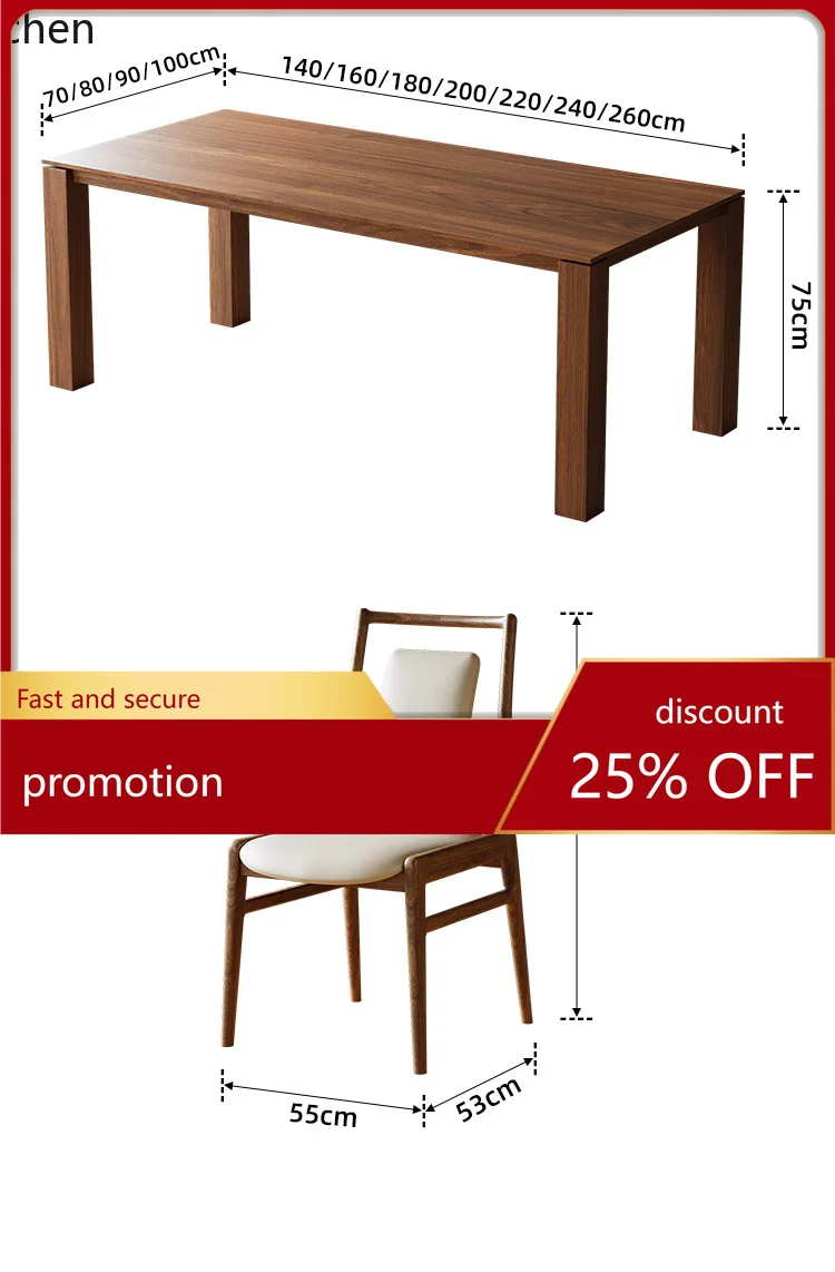 

ZML Dining Table Vintage Retro Home Office Desk All Solid Wood