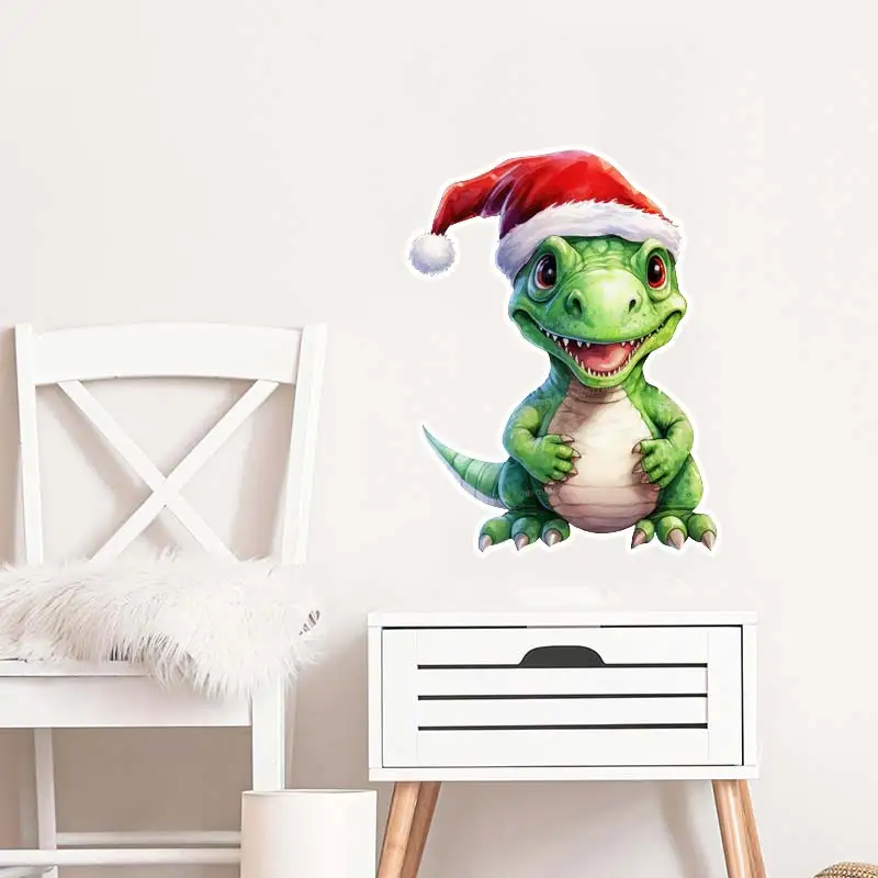 

Christmas Dinosaur Wall Sticker Bathroom Toilet Decor Living Room Cabinet Refrigerator Home Decoration Decals Stickers S415