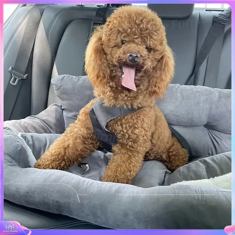 Modern Large Pet Bed Dual Purpose Car Rear Seat Cushion Travel Friendly Dog Kennel Solid Pattern Cloth Nest for Canine