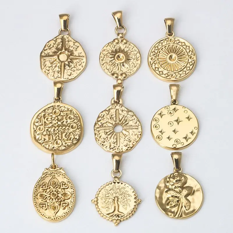 

Упрощенный дизайн, овальный текстурированный кулон из 8K золота и титановой стали, браслет, ожерелье, аксессуар, модные ювелирные изделия