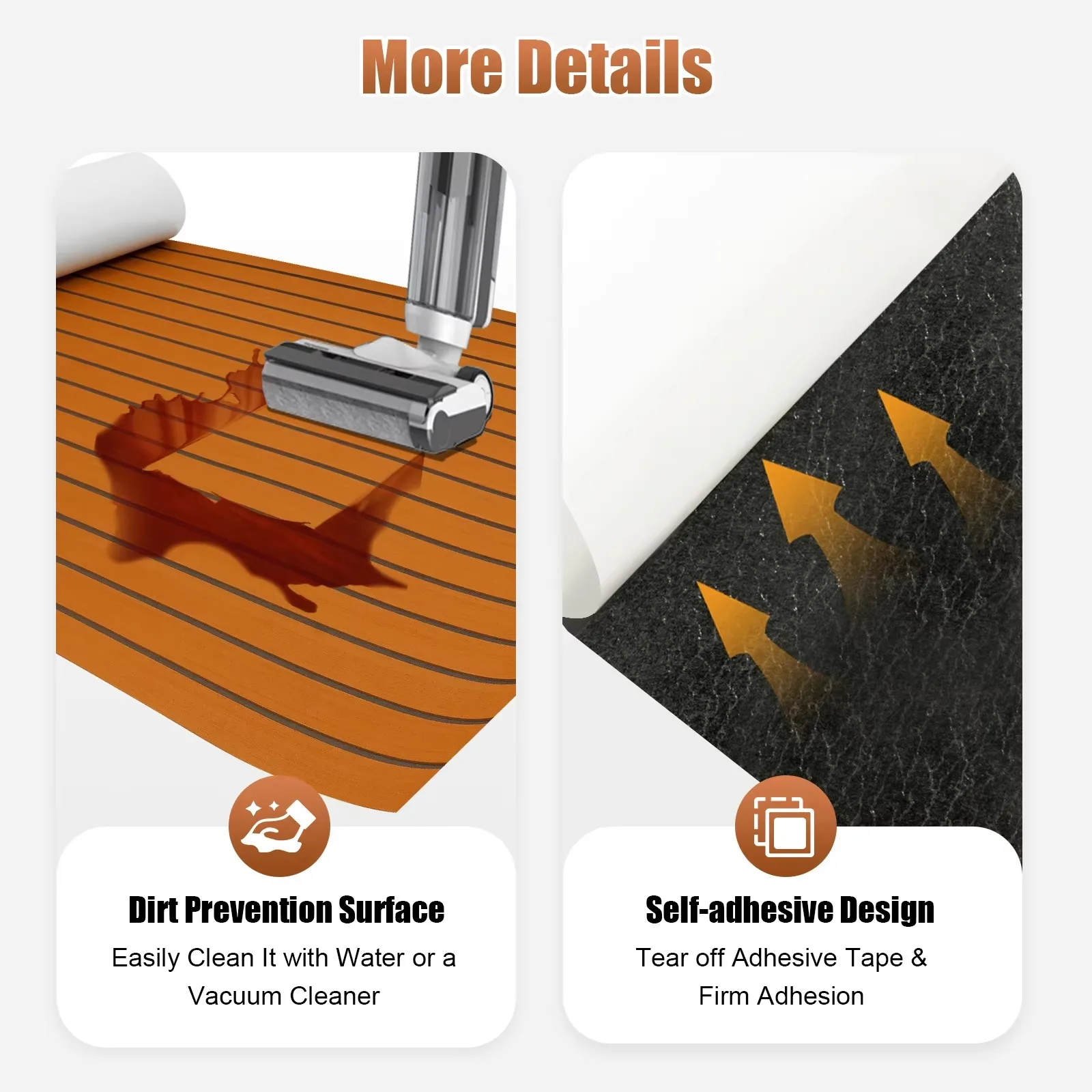 

EVA Foam Faux Teak Boat Decking Sheet 106''x35'' 6MM Thick Boat Flooring Decking Non-Skid Self-Adhesive for Yacht, RV,Boat