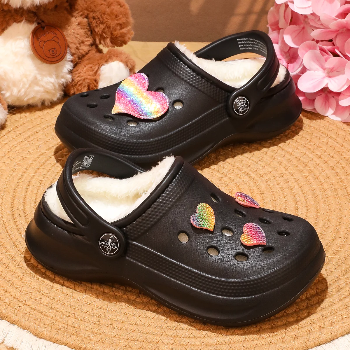 Kinder-Clogs und -Mules mit Fellfutter, leichte Garten-Schuhe mit Baumwollfutter, warme Hausschuhe für Jungen, Mädchen und Kleinkinder, 168. – Detail 15