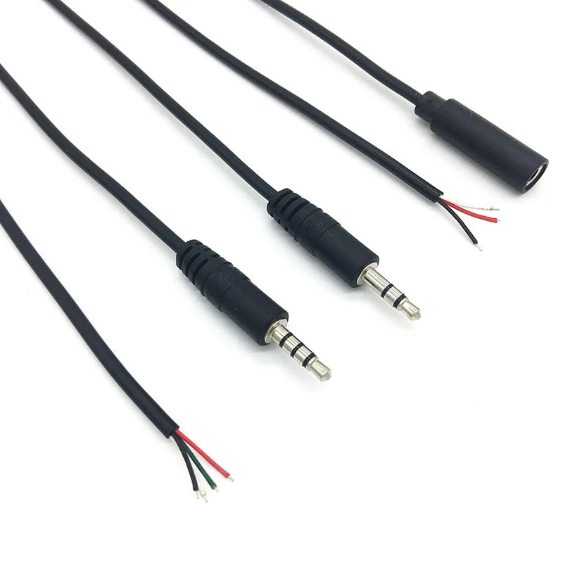 25CM 2.5mm 3.5mm Mono Connector Cable Male Female Plug 3pin 4 Pole 2.5mm & 3.5mm Extension Wire DIY Audio Repair Cable Charger